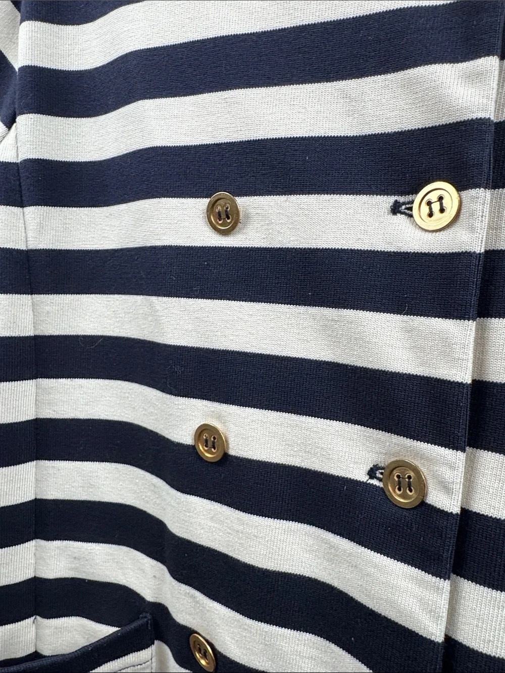 J.Crew Navy White Stripe Gold Button Cardigan Sweater XL